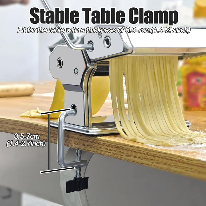 Alyoen Nudelmaschine, Pasta Maker, Aluminiumlegierung Pastamaschine mit 9 Einstellbaren Stärkeeinste