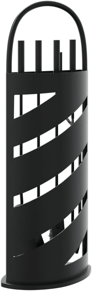 5-tlg. Kaminbesteck Set mit Ständer, Kamingarnitur aus robustem Stahl, Schürhaken, Zange, Besen und