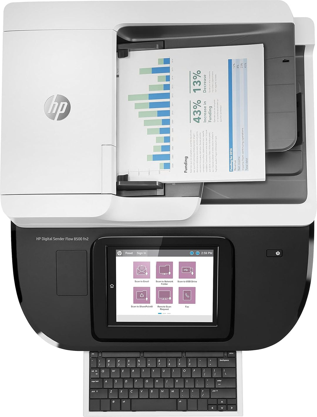 HP Digital Sender Flow 8500fn2 Renewed, Dokumentenscanner, schnelles Netzwerk, 100 ppm, 600 dpi, 150