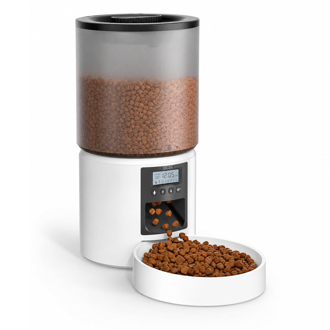 Futterautomat Katze 4L mit Timer, Katzenfutter Automat programmierbar 1–6 Fütterungen Portionskontro