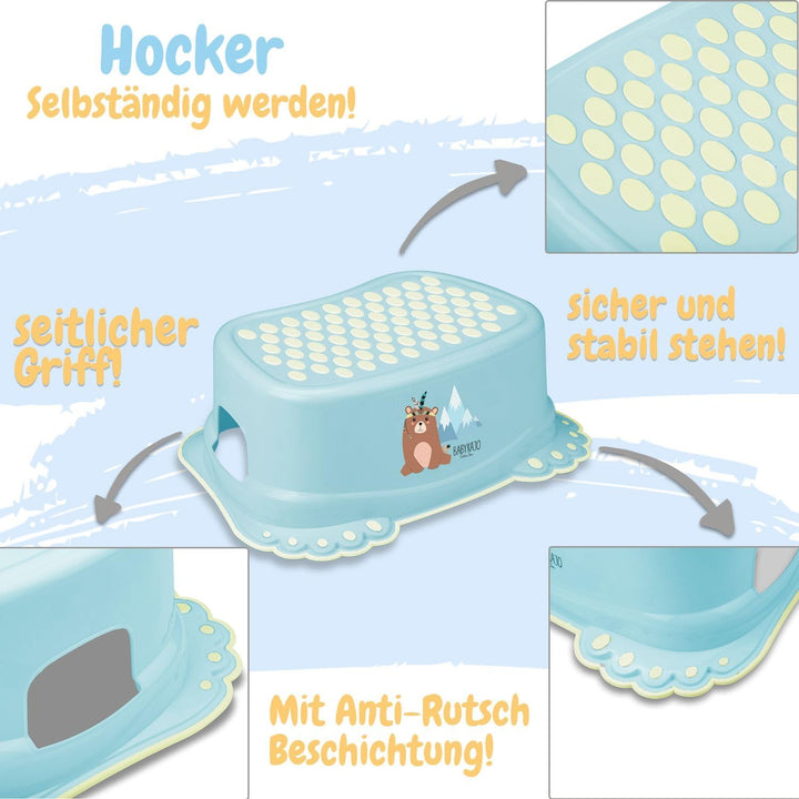 Kinderhocker TÜV Rheinland geprüft! Kinder Toilettenhocker mit Anti-Rutsch Beschichtung für Stabilit