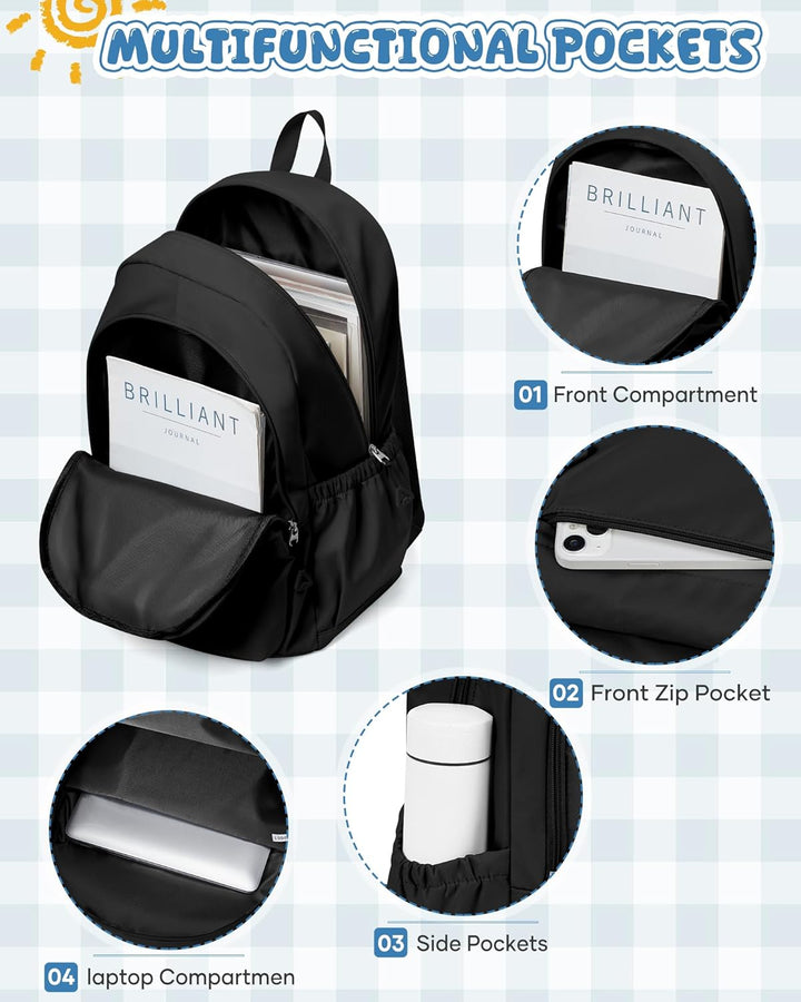 winspansy Schulrucksack Teenager Mädchen Jungen Schultasche Leichter Rucksack Schule Herren Damen Ae