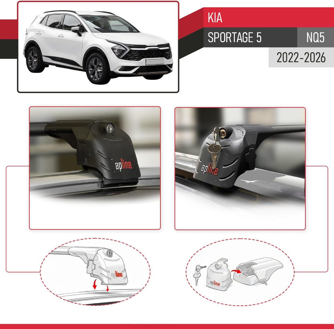 acpar Kompatibel mit Kia SPORTAGE (NQ5) 2022-2023 Relingträger ACE-2 Dachträger Gepackträger SCHWARZ