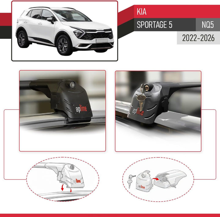 acpar Kompatibel mit Kia SPORTAGE (NQ5) 2022-2023 Relingträger ACE-2 Dachträger Gepackträger SCHWARZ
