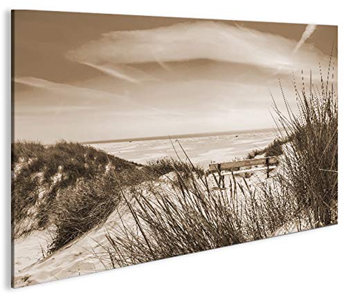 islandburner Bild Bilder auf Leinwand Nordseestrand Sepia Dünen 1p XXL Poster Leinwandbild Wandbild