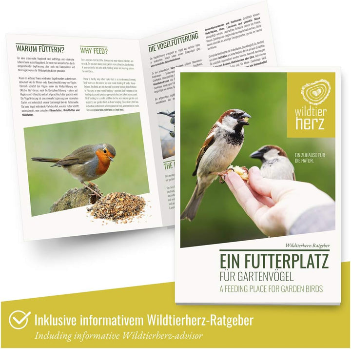 wildtier herz I Vogelfutterspender 26cm - Erdnussfutterspender aus rostfreiem Edelstahl, Vogel Futte