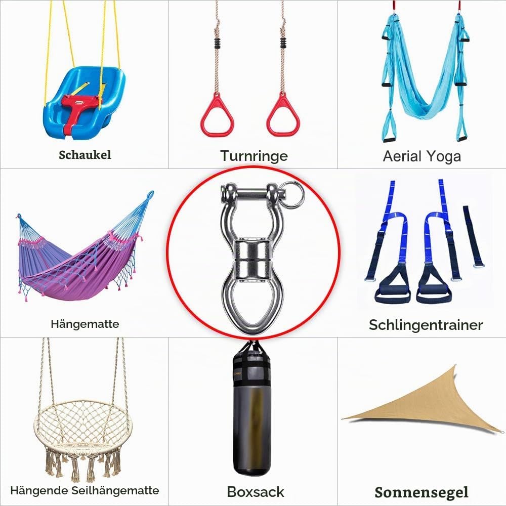 SELEWARE Silent Bearing Swing Swivel, Edelstahl 1200LB 360 ° Rotationsgerät Hängezubehör mit Abnehmb