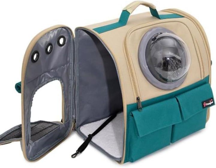 Haustiertasche Rucksack für Katzen Hunde 8kg, Atmungsaktiv Grosser Tiertransportrucksack 3 Eintritt