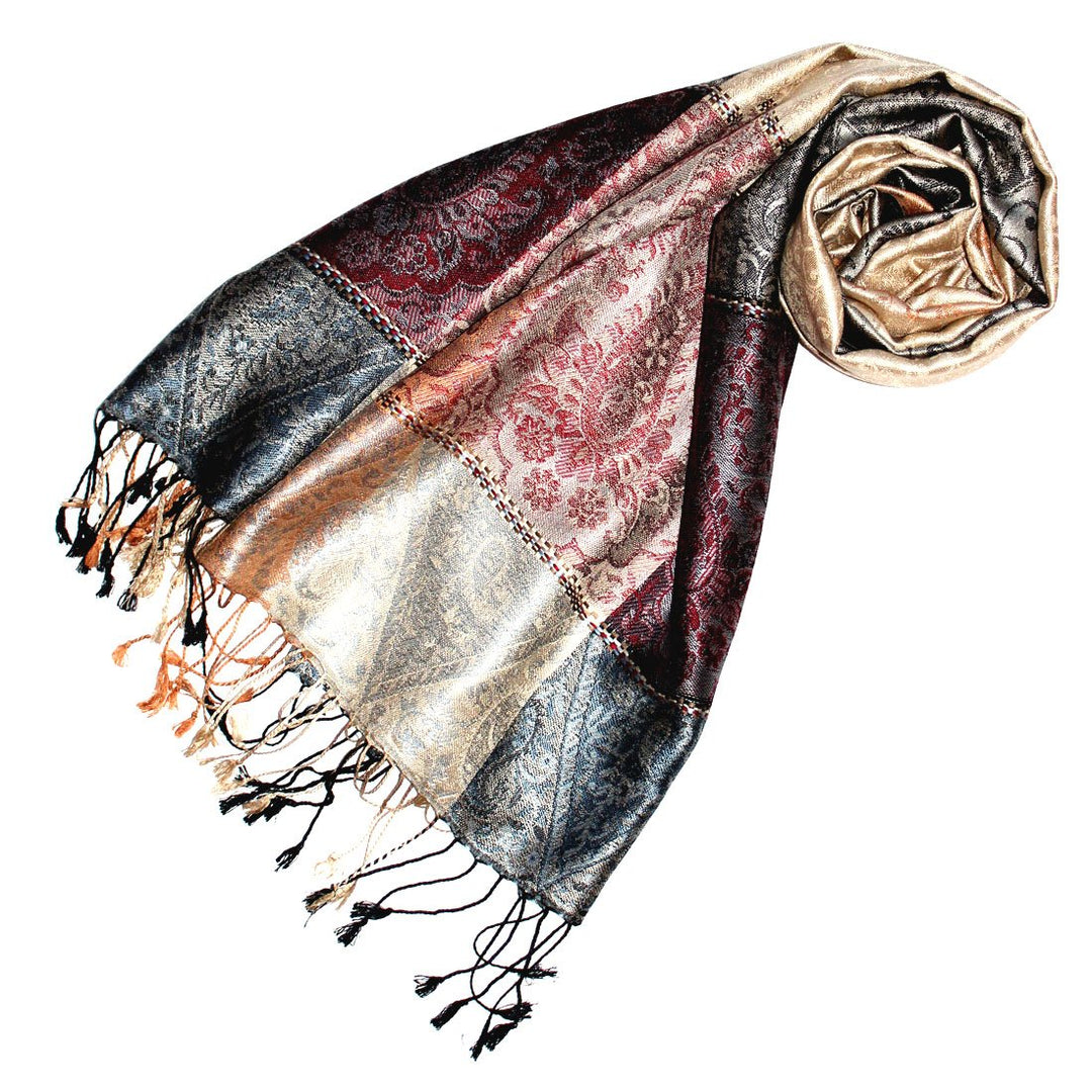 Lorenzo Cana Pashmina Damenschal Schaltuch jacquard gewebt aus 100% Seide, 70 cm x 190 cm Paisleymus