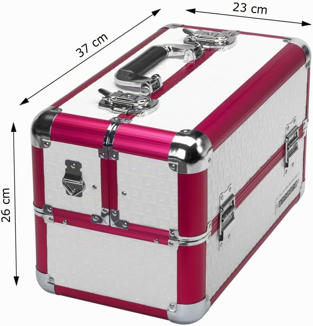 anndora Beauty Case Kosmetikkoffer Schminkkoffer Werkzeugkoffer - Rot Weiss Karo Fs02 Rot /