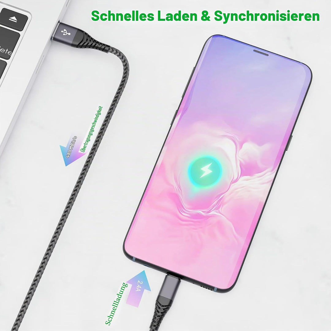 Ladegerät mit ladekabel USB C Nylon Schnellladung für Samsung Galaxy A15 A14 A13 A04s A55 A35 A34 A3
