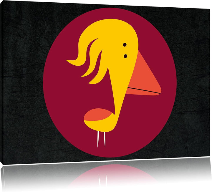 Lustiger Vogel schwarz, Format: 100x70 auf Leinwand, XXL riesige Bilder fertig gerahmt mit Keilrahme