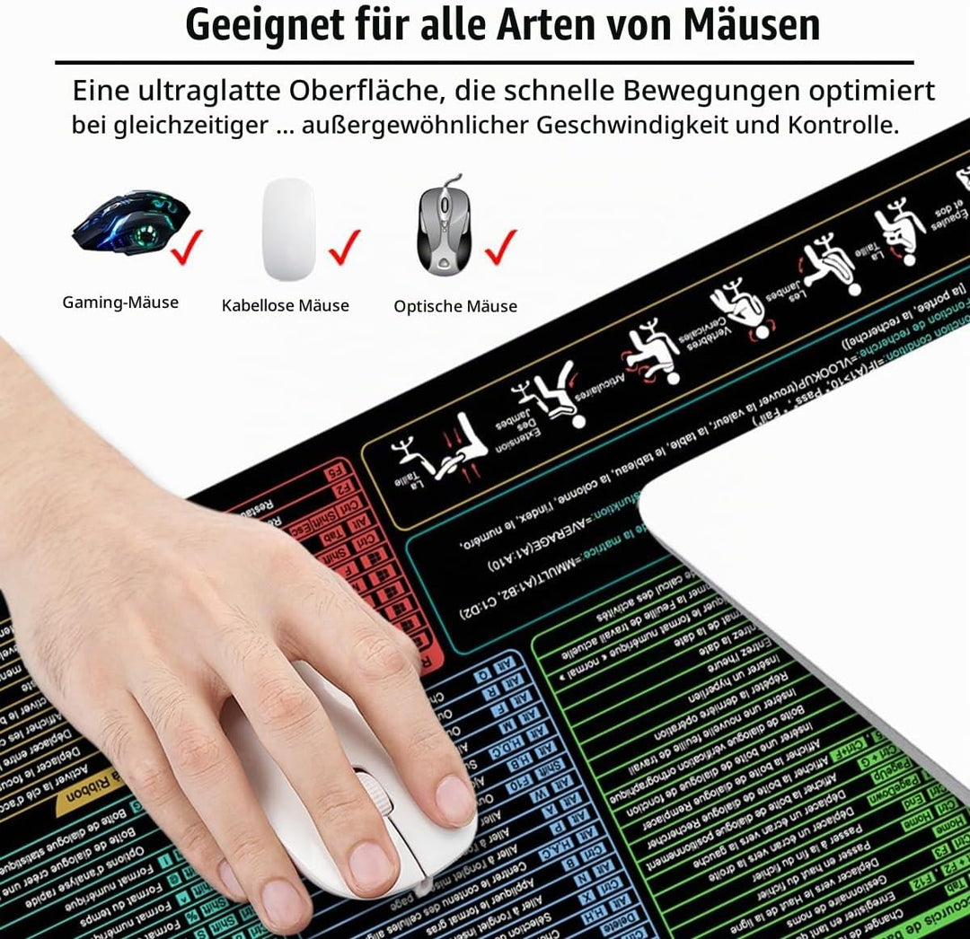 Excel Mauspad Französisch Schreibtischunterlage Gaming Mauspad Gross XL Desk Pad Bürozubehör Desk Ma