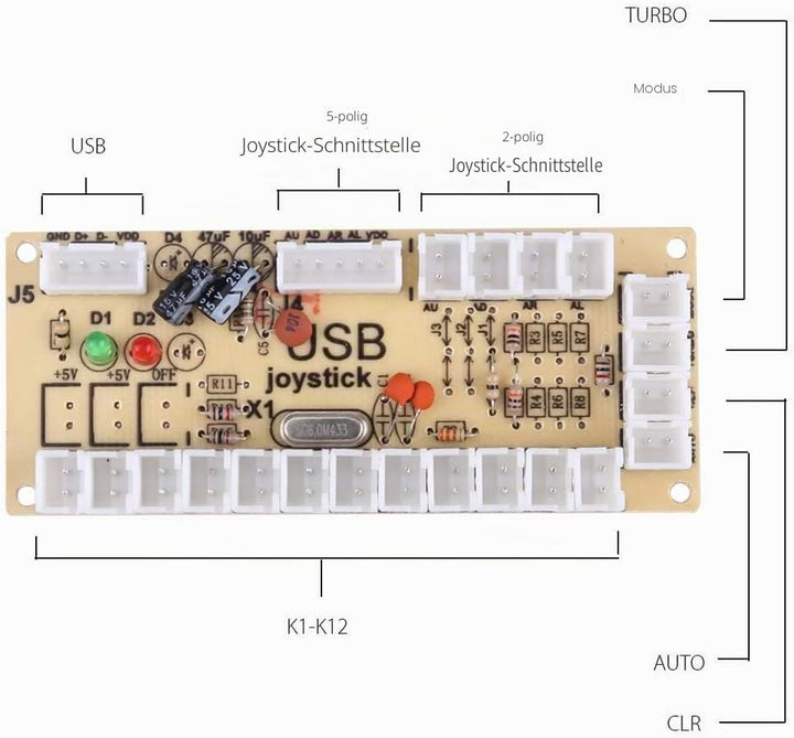 LetCart Arcade Game DIY Teil, Spieler Arcade Spiel Kit Teil USB Pc Joystick für Mame Spiel DIY Null