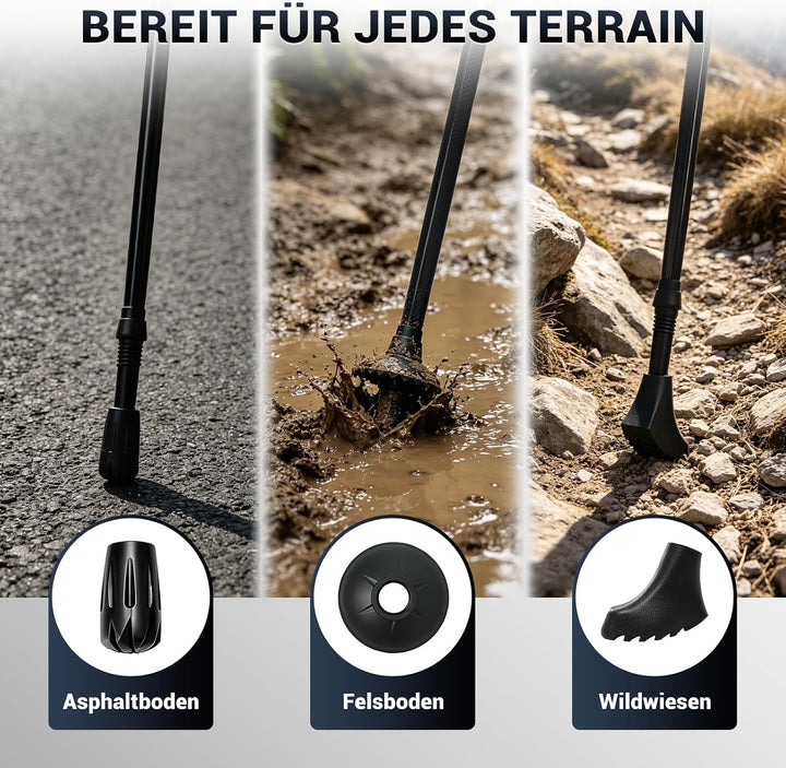Premium Carbon Wanderstöcke Ultraleicht, Verstellbare Trekkingstöcke 107-125cm mit Korkgriff &amp; Eva-V