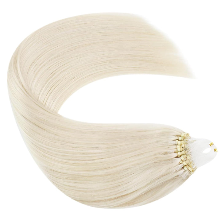 Ugeat Micro Loop Extensions Echthaar 35cm #60A Blondes Mciro Links Echtes Menschliches Haar 50 Gramm