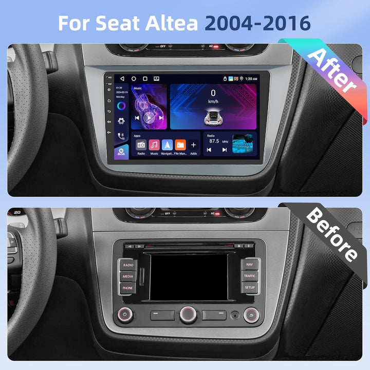 Hikity [4+64GB] Android 15 Autoradio, CarPlay Android Auto Wireless, für Seat Altea 2004-2016 Radio,