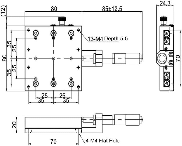 Keenso SEMX80-AC Mikrometer Manuelle Präzision Lineartisch Verschiebung Trimmen Lagerschiebetisch X-