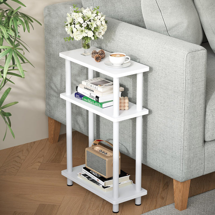 APICIZON Beistelltisch Schmal 3 Tier Beistelltisch Holz, 40x18x61.5CM, Nachttisch Schmal mit Staurau