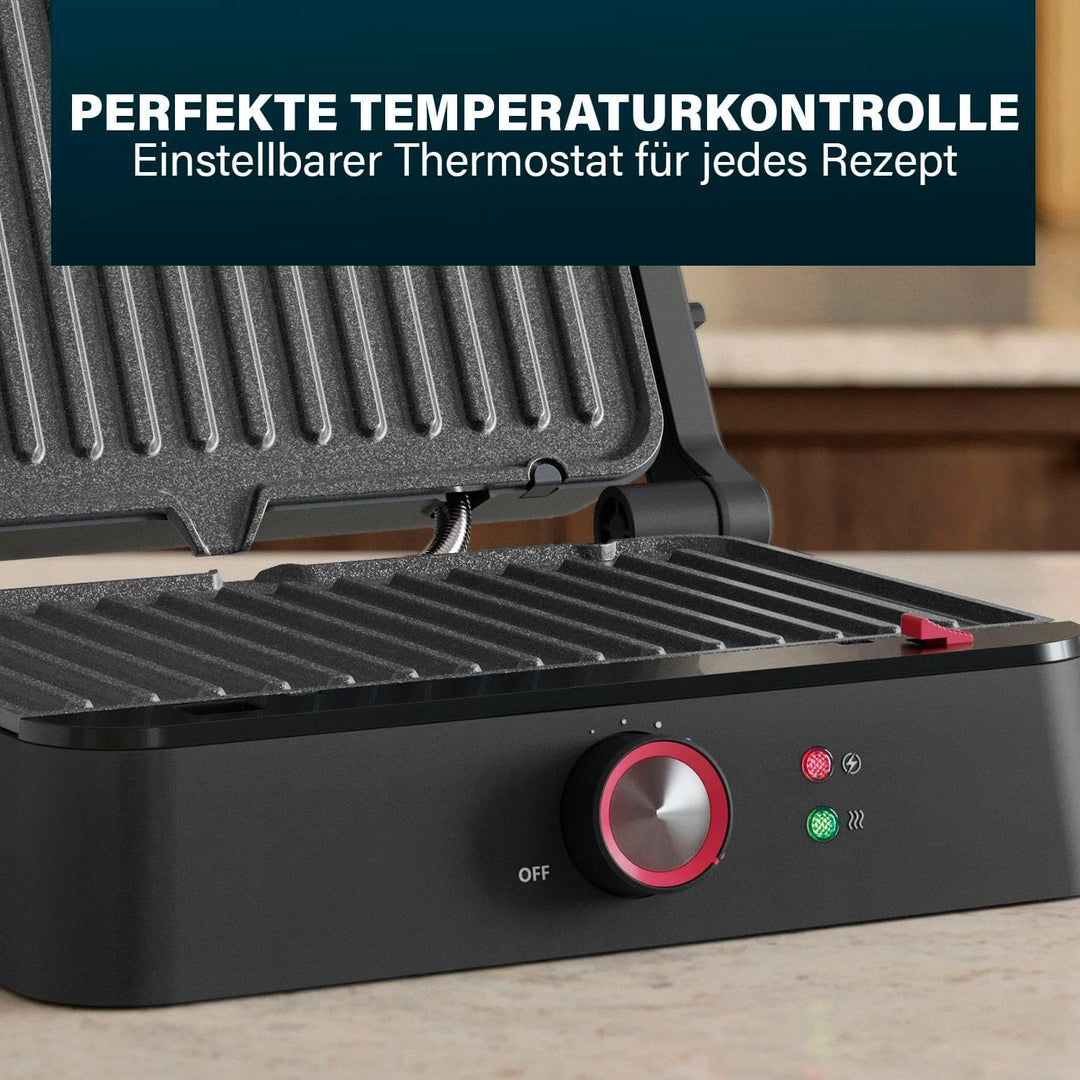 Princess Kontaktgrill, 180° Öffnung, Abnehmbare Platten, Verstellbarer Thermostat, Fettauffangsystem
