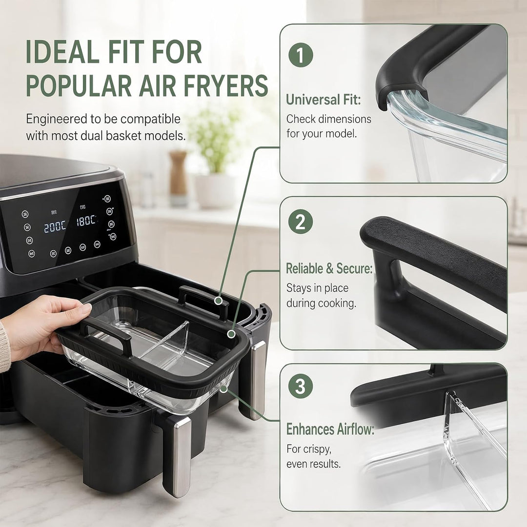 Glas Auflaufform Airfryer Zubehör für Ninja Dual Zone AF400 AF500 SL400
