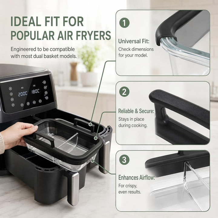 Glas Auflaufform Airfryer Zubehör für Ninja Dual Zone AF400 AF500 SL400