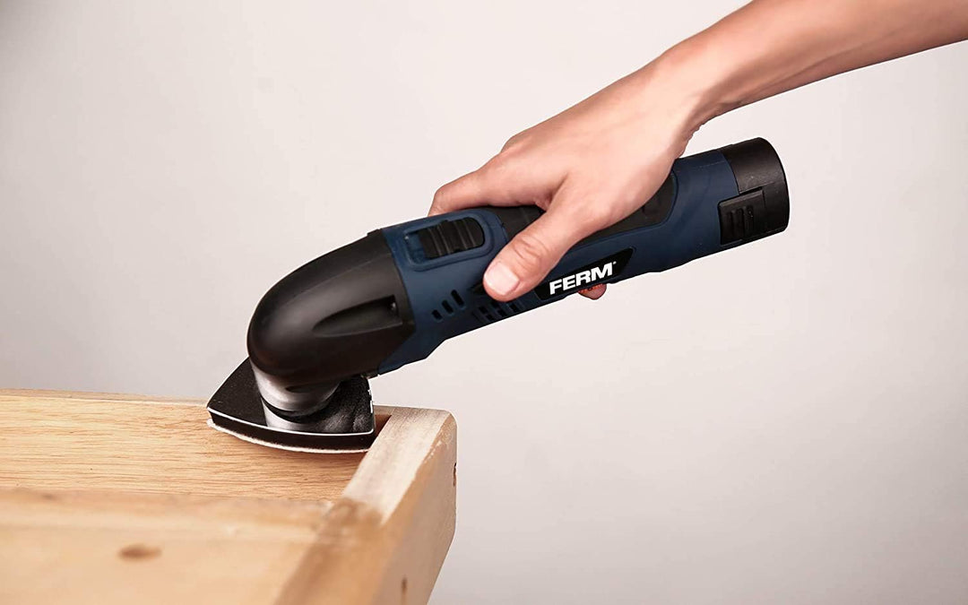 FERM Li-Ion Akku-Multitool - Multifunktionswerkzeug - Oszillationswerkzeug - 12V/1.5Ah - Mit 8 Zubeh