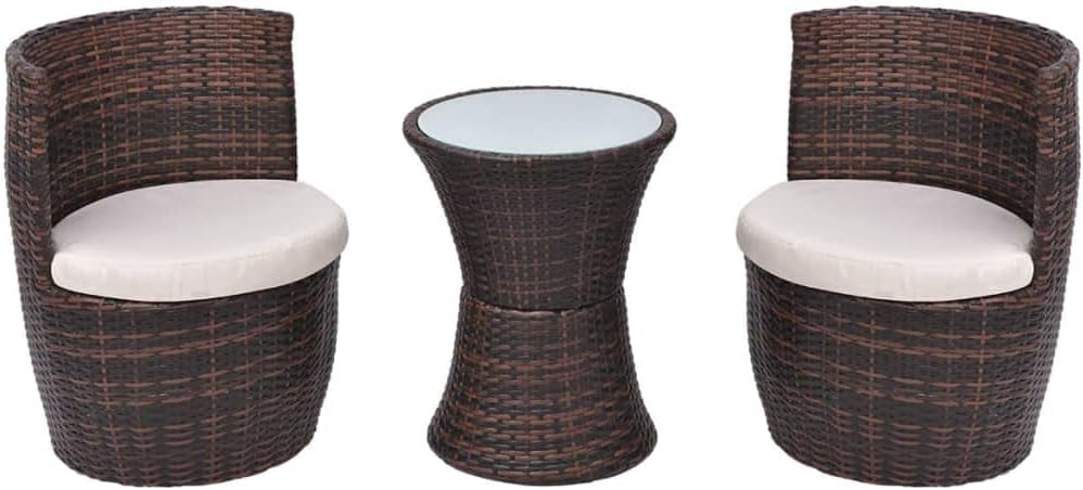 vidaXL Gartenmöbel 5-TLG. Poly Rattan Bistroset Balkonset Balkonmöbel Garnitur Braun, Braun
