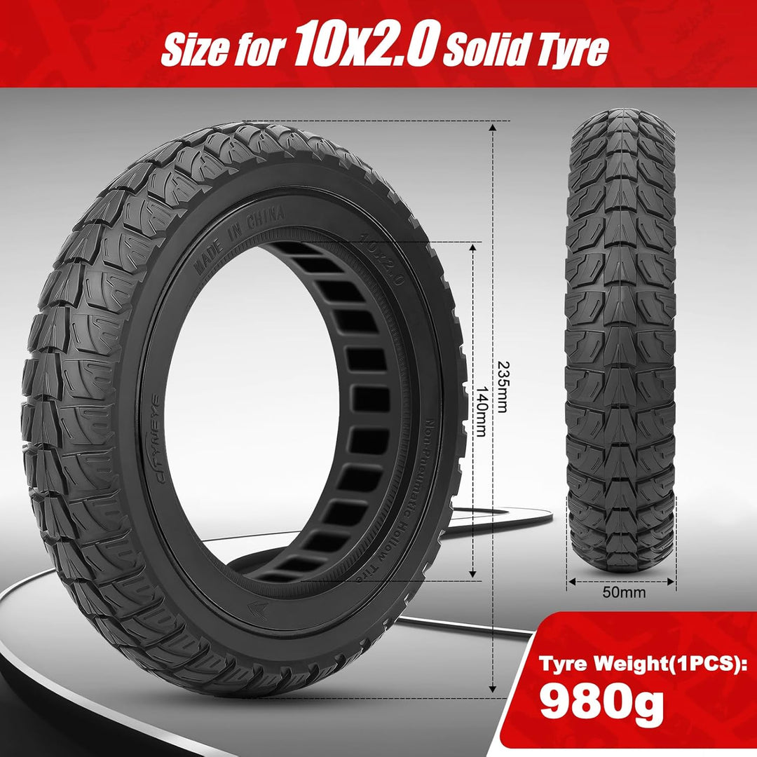 10x2 E Scooter Reifen Vollgummi Offroad, Vollgummireifen 10x2 mit Abriebfeste & Pannensichere, Wartu