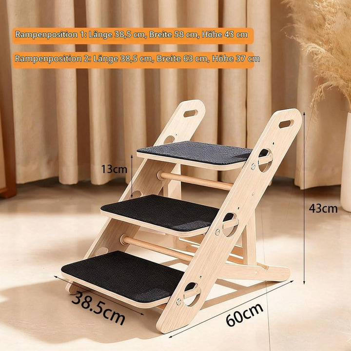 Faltbare Hundetreppe,Hunde Rampe Für Das Bett,2-In-1 Klappbare Hölzerne Hunderampe Mit 3 Stufen,Lang