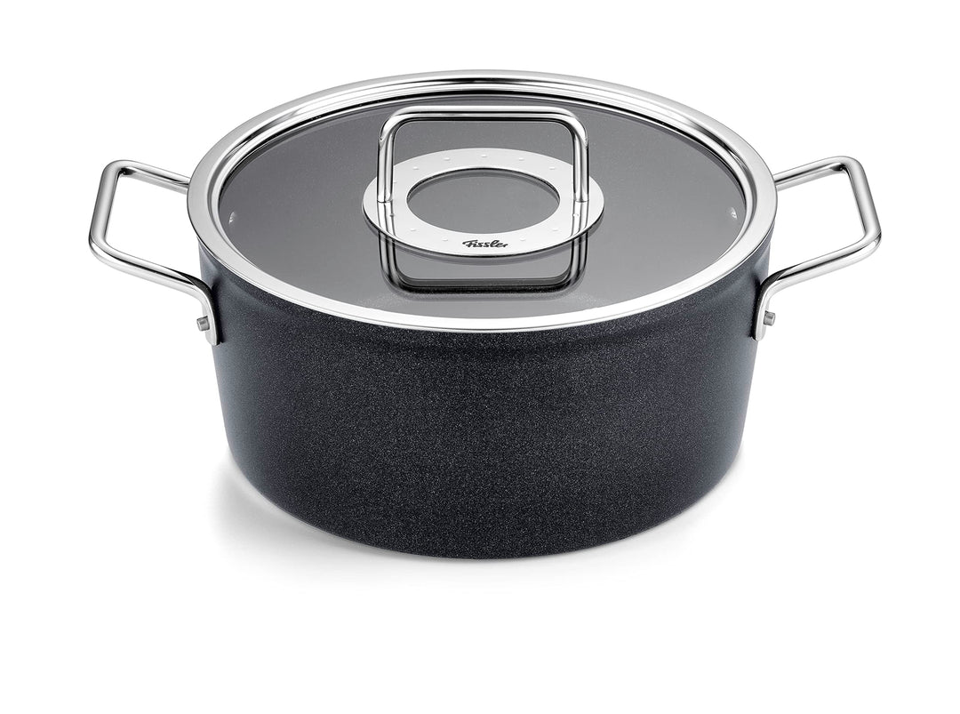 Fissler Adamant / Aluminium-Kochtopf (Ø 24 cm, 4,9L) Töpfe-beschichtet mit Glas-Deckel, antihaftend