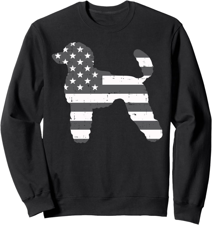 Poodle America Flag Vintage Patriotic Dog Lover Owner Gift Sweatshirt