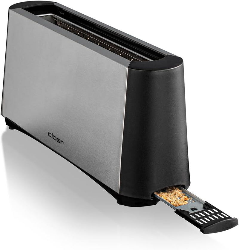 Cloer 3810 Langschlitztoaster, 880 W für 2 Toastscheiben mit "Graubrot-Funktion" zum Toasten von ver