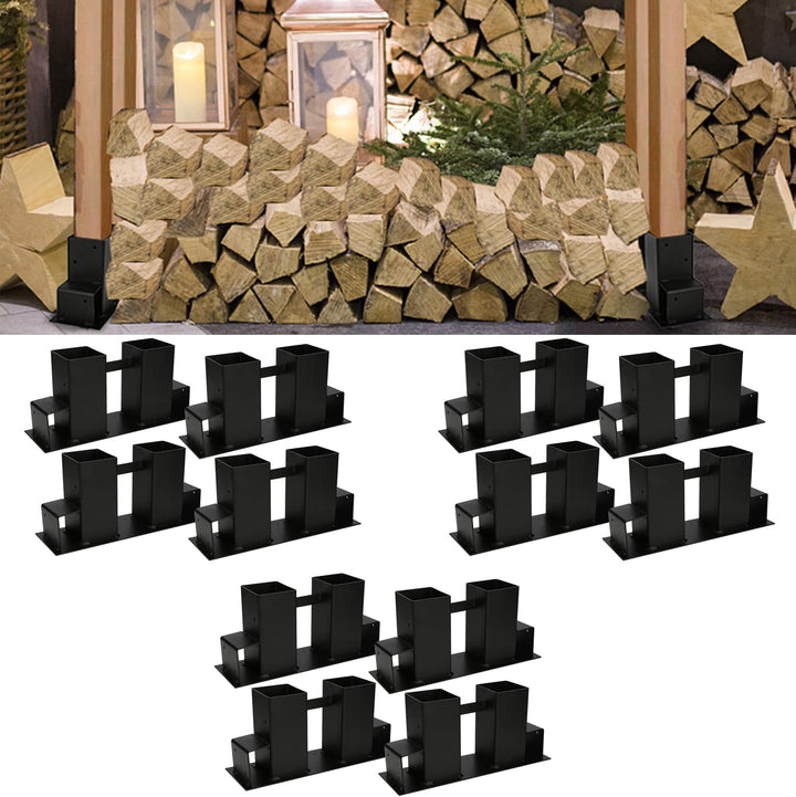 Cecaylie 12 Stück Holzstapelhilfe, Schwarz Stapelhilfe, Stabile Brennholz Holzstapelhalter, Kaminhol