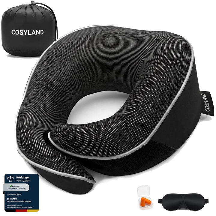 COSYLAND Nackenkissen Flugzeug & Auto - 360° Support Memory Foam Reisekissen Verstellbar - Ergonomis