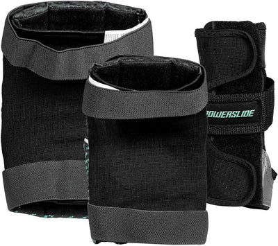 Powerslide Schützer Set, Standard Women in Grau/Grün für Inline Skates, Roller Skates und Skateboard