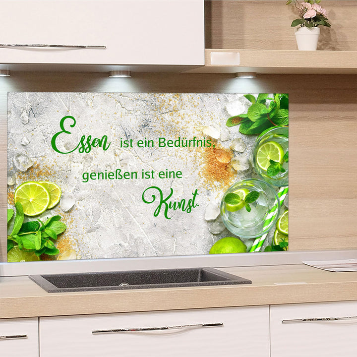 GRAZDesign Spritzschutz Küchenrückwand Glas Küche für Herd & Küchenspüle, Glasplatte für Rückwand Kü