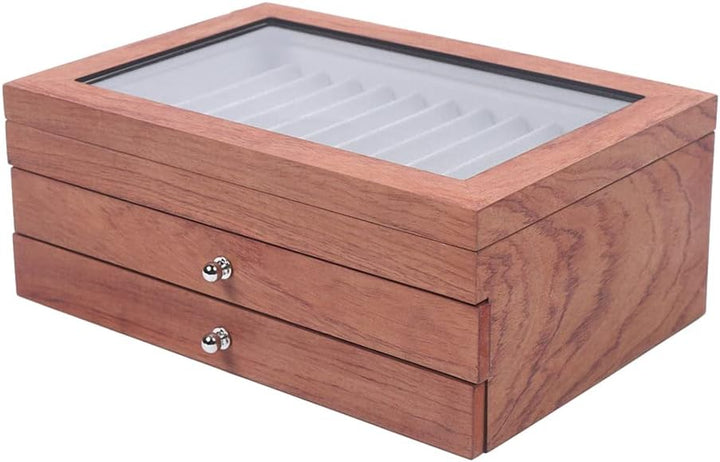 WindWilder Stifthalterbox mit vitrine für 34 Stifte, Rosenholz Holzstifte Pen Display Box mit Anzeig