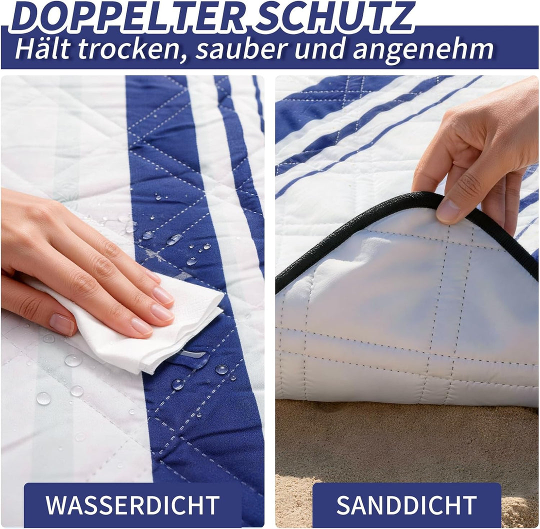 sapsisel wasserdichte Picknickdecke für 6-8 Erwachsene, Extra grosse Stranddecke, Picknickmatte für