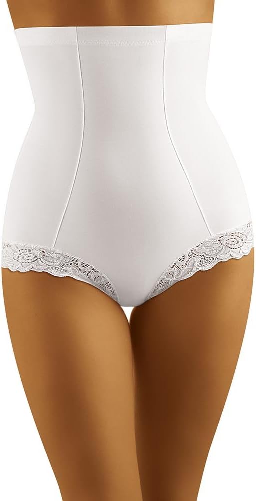 Wolbar WB36 Dame Slip Hoher Bund Shapewear Silikonborte, weiss,X-Large