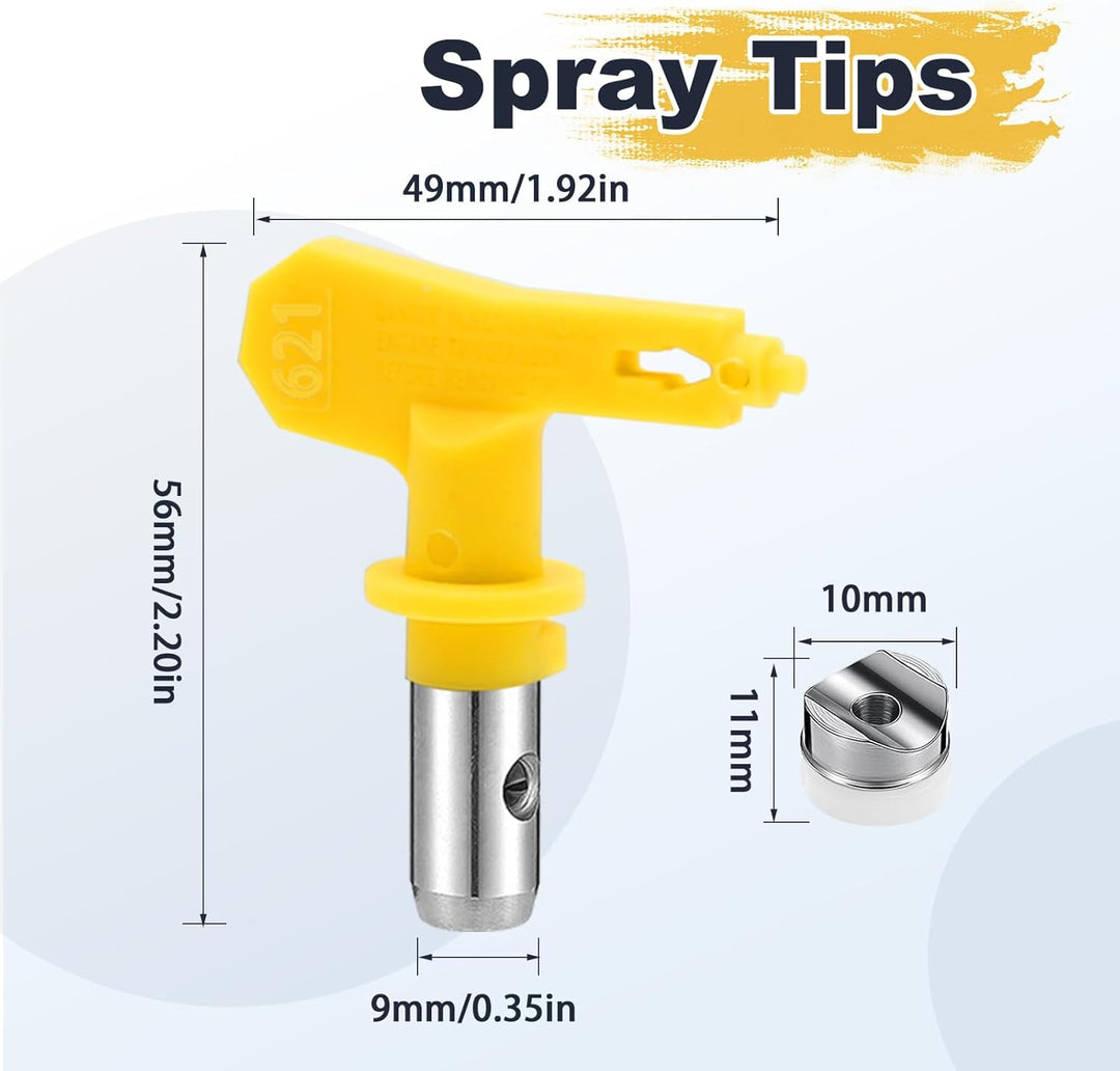 6 Stück Airless Düse mit Spitzendichtung, für Airless Farbsprühsysteme (Typ 617,621,623,625,627,629)
