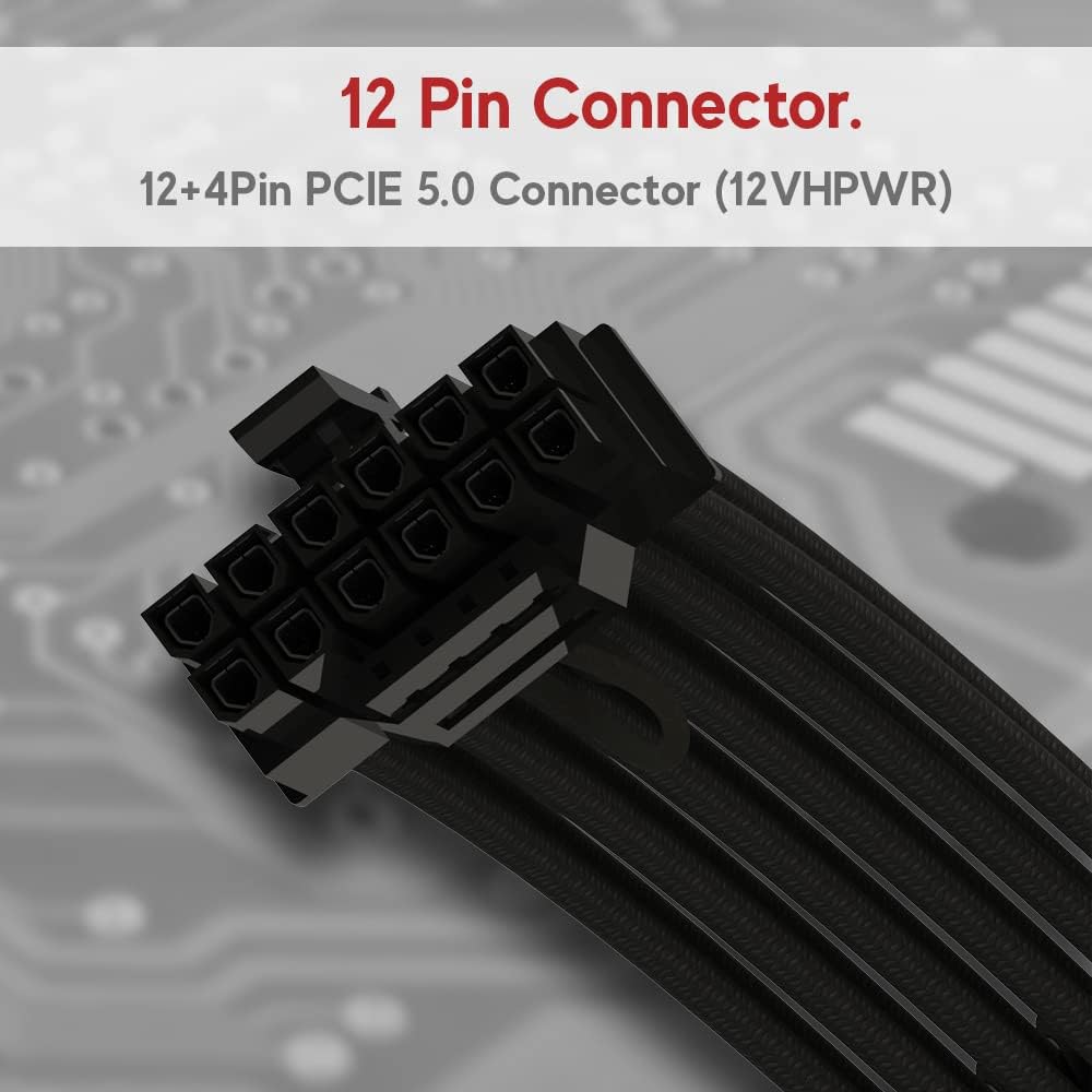 LINKUP – AVA 600W PCIE5.0 12VHPWR (16-polig/12+4) 16 AWG ummanteltes Hochstrom-Netzteilkabel – 70 cm