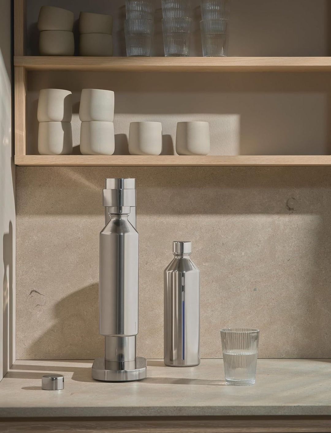 Stelton Brus Wassersprudler Flasche Steel | Edelstahl-Flaschen für Wassersprudler | Wasserflasche, 1