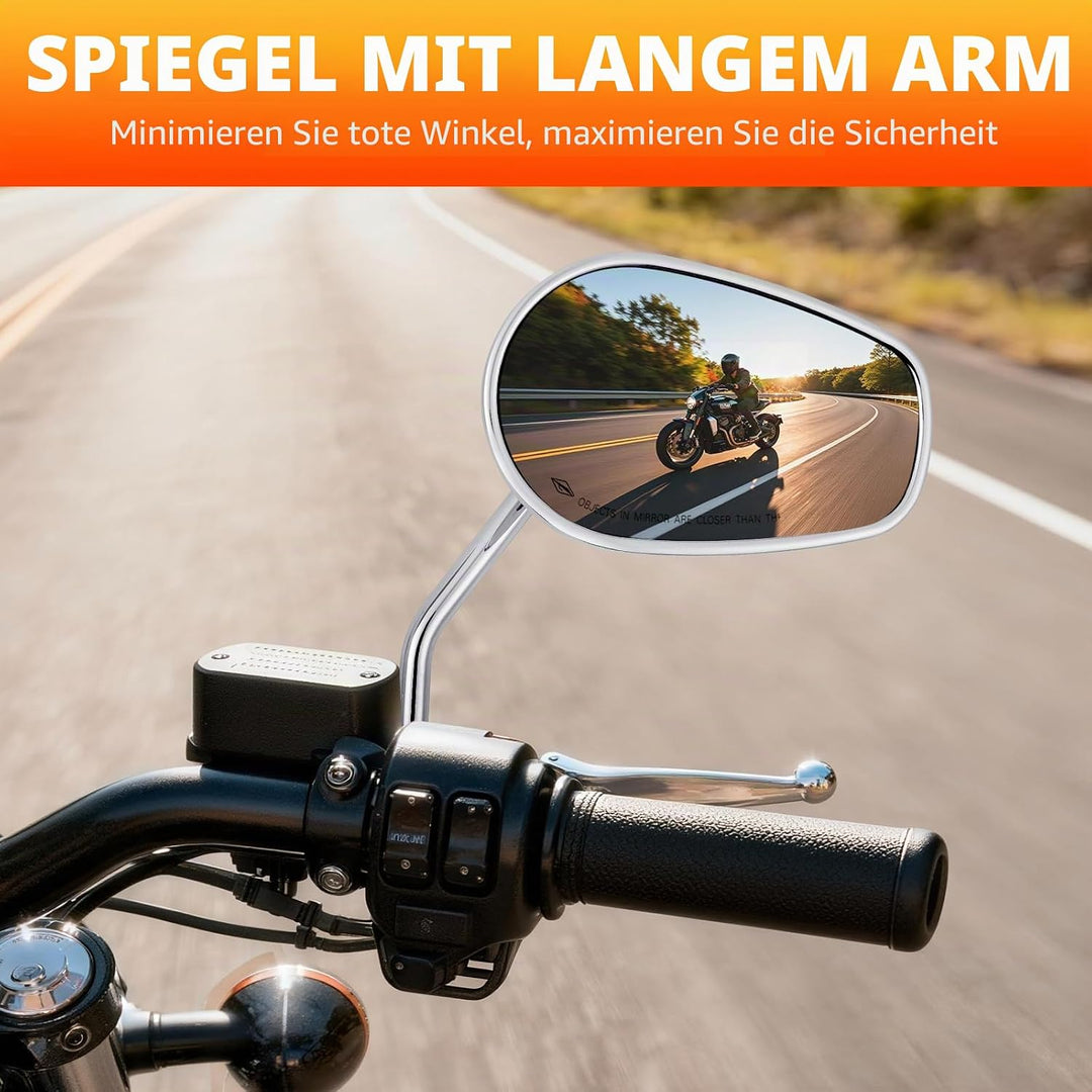 M8 10mm Chrom Motorrad Rückspiegel Seitenspiegel Rückspiegel Für Fatboy Softail Sportster 883 Eisen