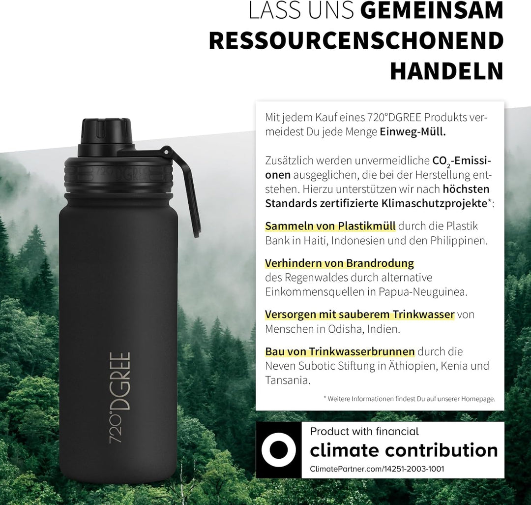 720°DGREE Edelstahl Thermo Trinkflasche 530ml “noLimit” +Früchtebehälter - Auslaufsicher, Kohlensäur