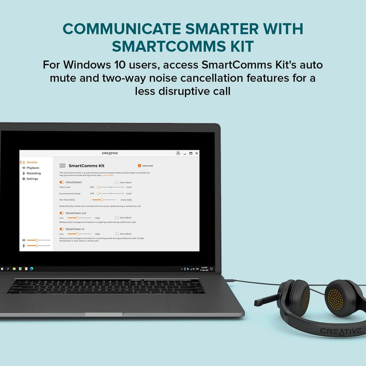 CREATIVE Chat USB On-Ear Wired Headset mit Flip-to-Mute Noise Cancelling-Mikrofon, SmartComms-Kit, I