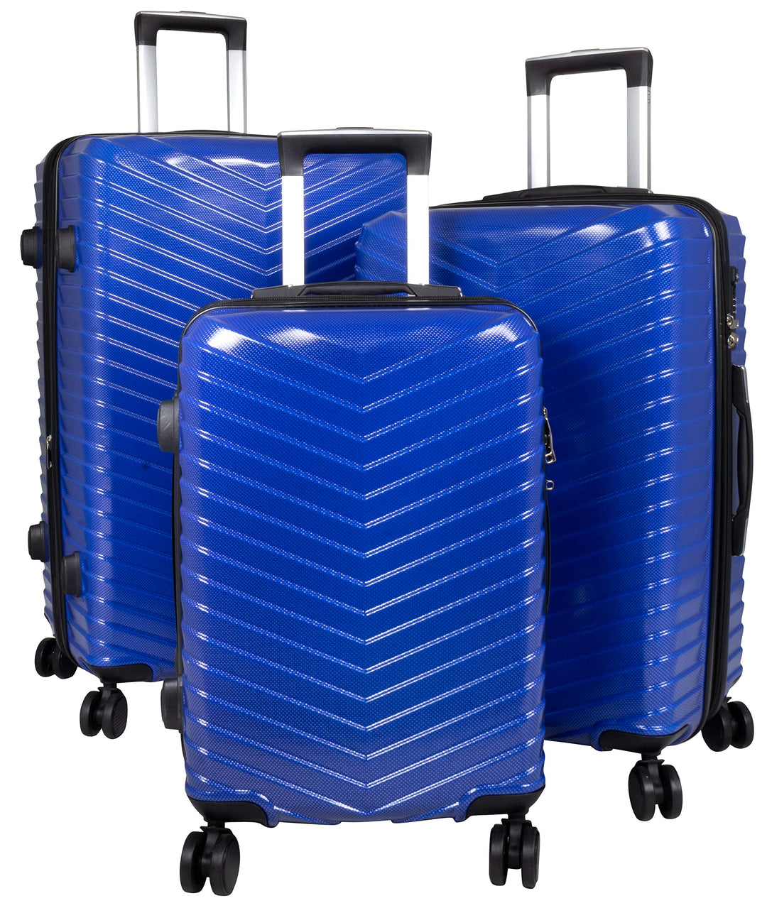 Trendyshop365 Koffer-Set 3-teilig Hartschale Meran 4 Räder TSA-Schloss Blau Koffer-Set 3-teilig Blau
