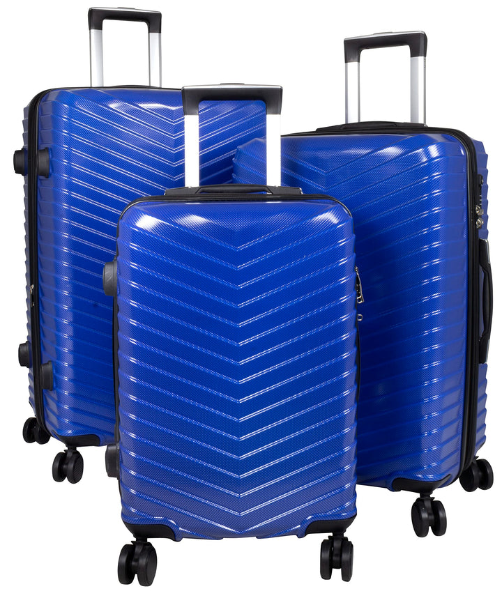 Trendyshop365 Koffer-Set 3-teilig Hartschale Meran 4 Räder TSA-Schloss Blau Koffer-Set 3-teilig Blau