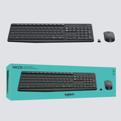 Logitech MK235 Kabelloses Set mit Tastatur und Maus für Windows, Portugiesisches QWERTY-Layout - Gra