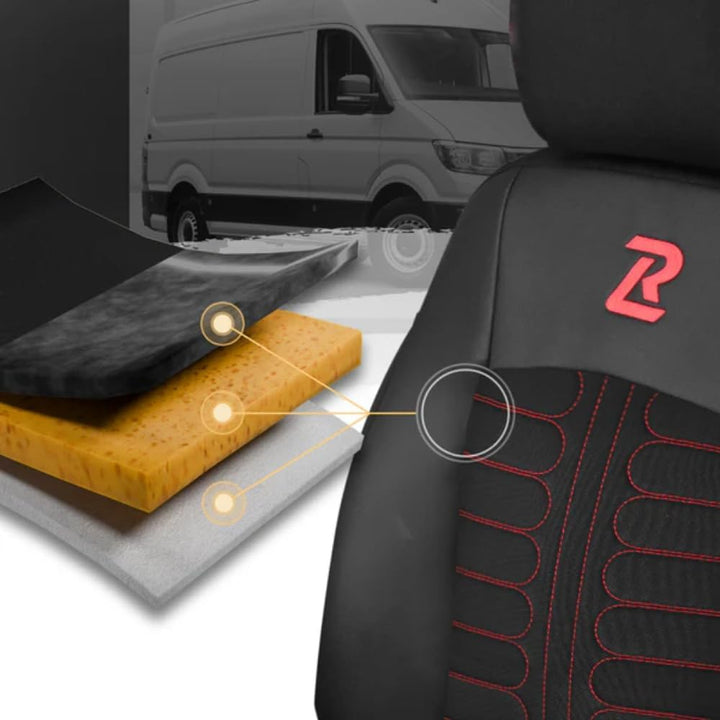 LUCARO Sitzbezüge Auto Renault Trafic 3 Opel Vivaro B FIAT Talento Nissan NV300 1+2 Sitzbank: mit Lu